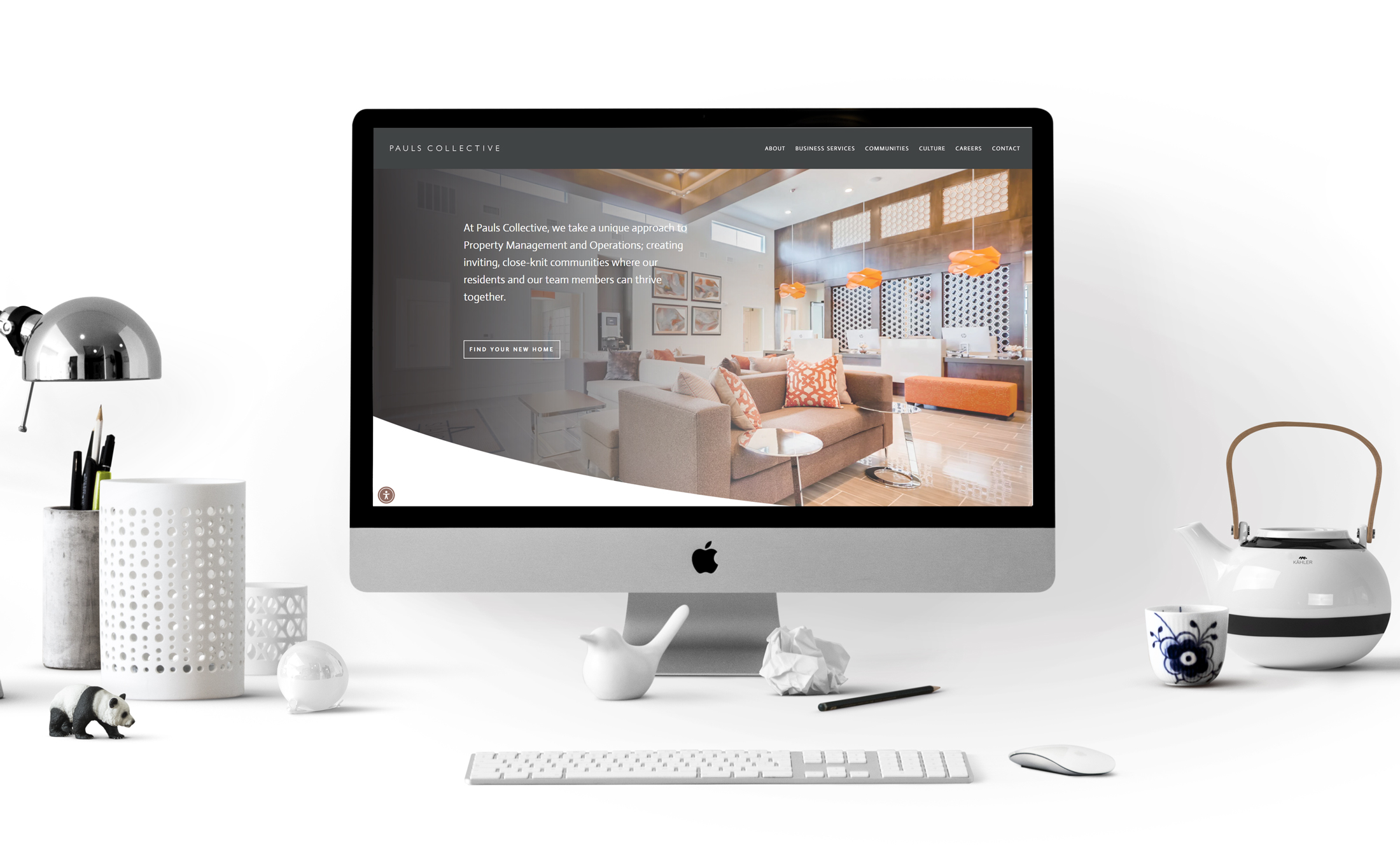 Computer screen showing the home page for Pauls Collective website